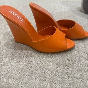 Paris Texas Bold Orange Wedge Heels